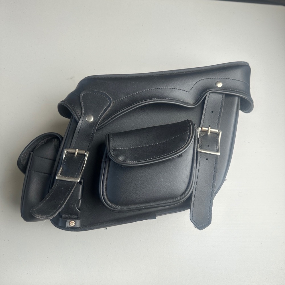 Shaf International Motorcycle Saddlebag Mens OS Black Synthetic Leather‎ Luggage